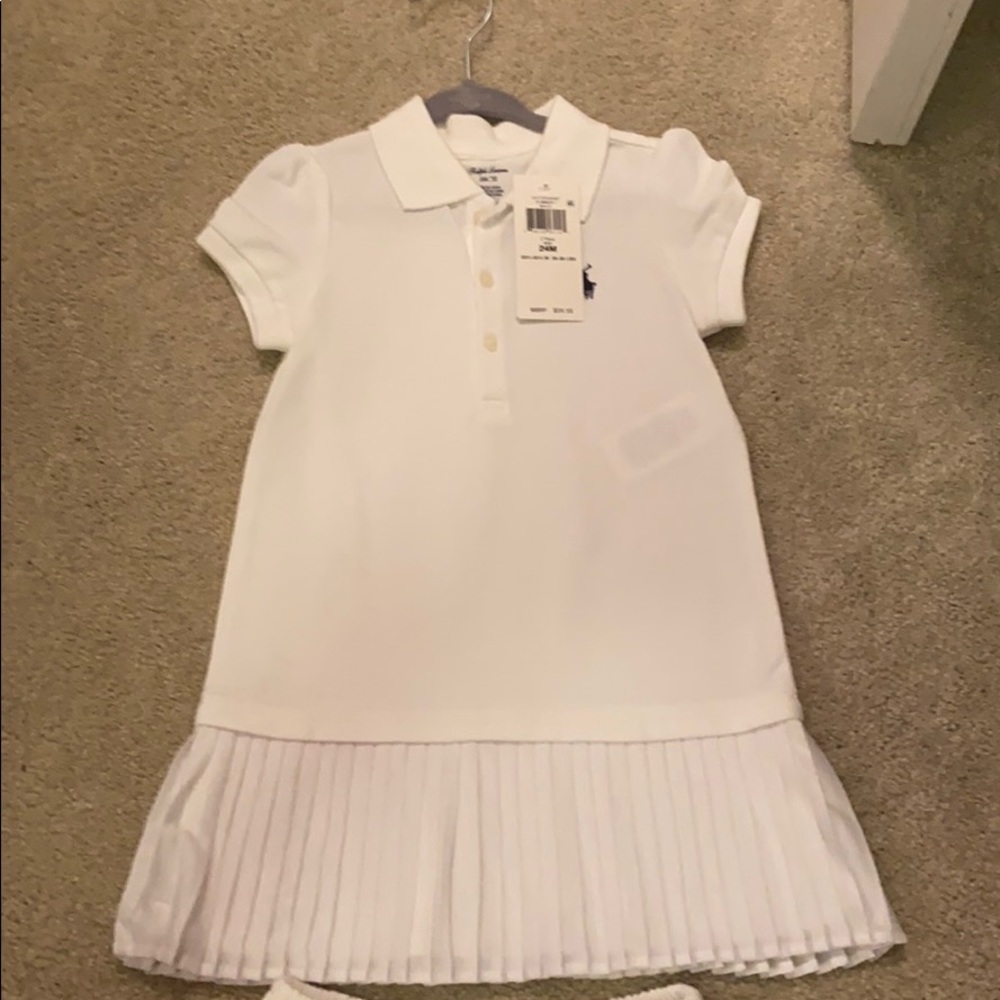 White polo dress 24 months with pleated he…
